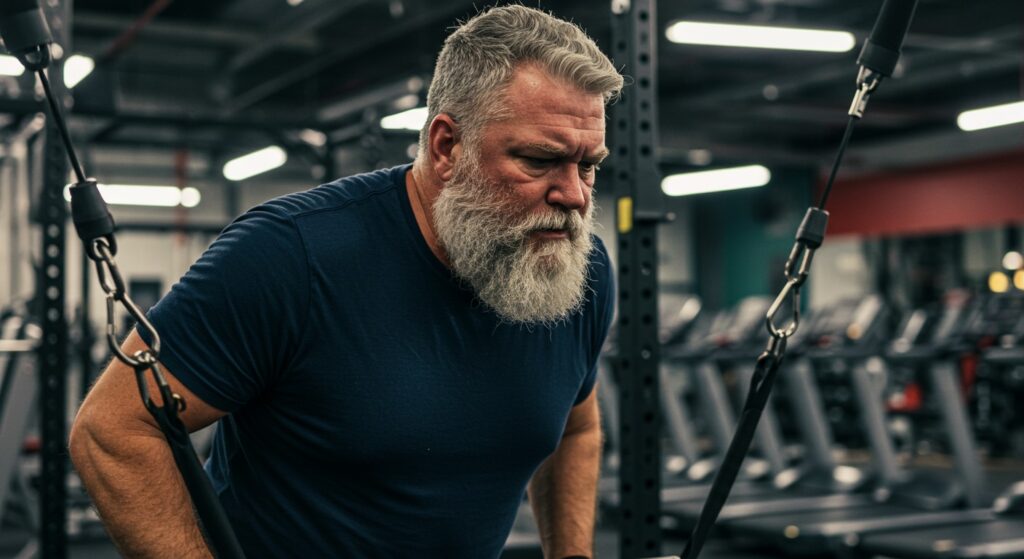 Veteran working out in gym